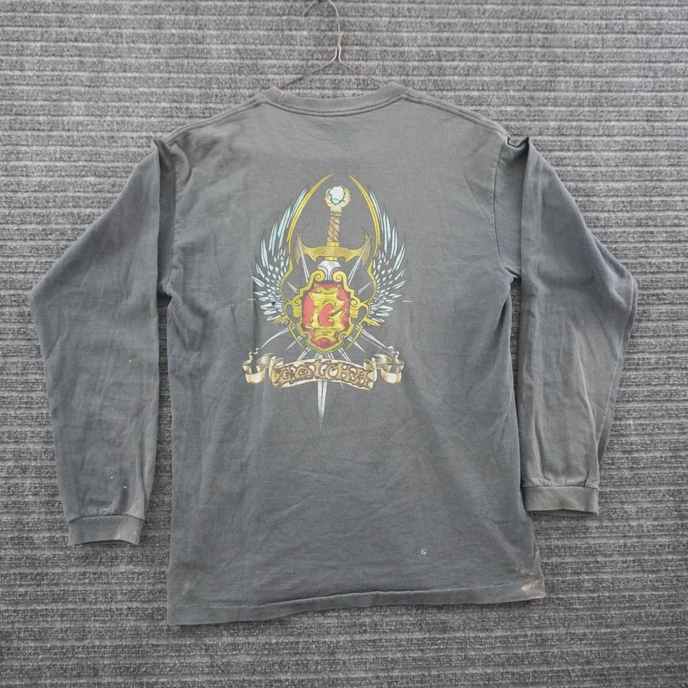 Vintage 90s Gotcha Long Sleeve T-Shirt Mens M Faded Black Graphic Surf Skate